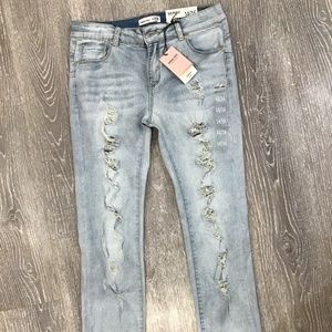 Girls distressed skinny jeans